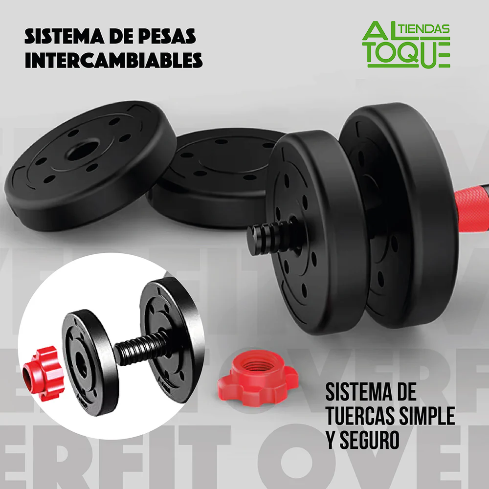 Set de Mancuernas y Barra / 20 kg