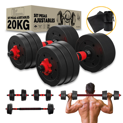 Set de Mancuernas y Barra / 20 kg