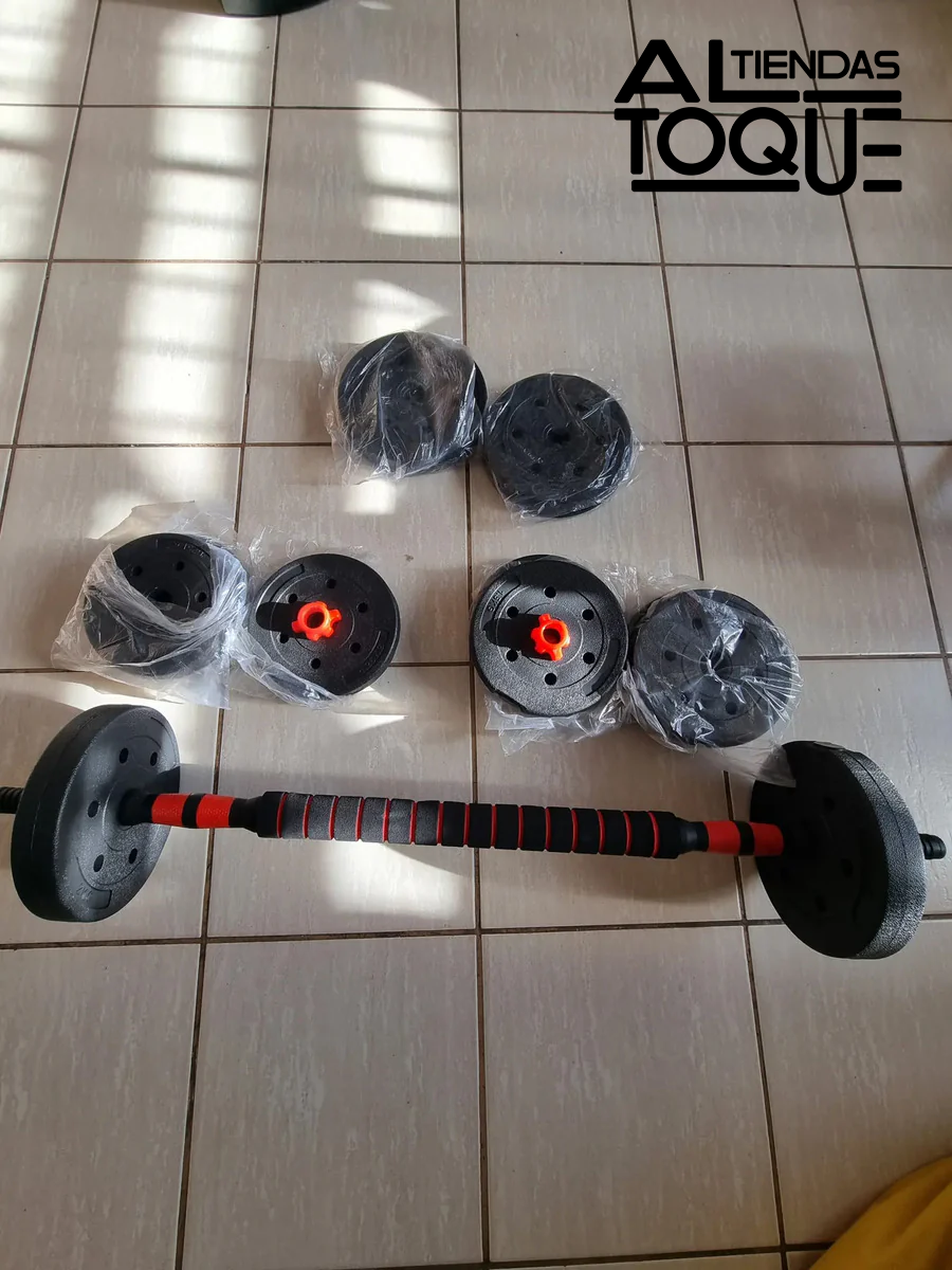 Set de Mancuernas y Barra / 20 kg