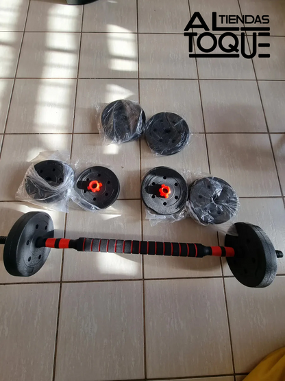 Set de Mancuernas y Barra / 20 kg
